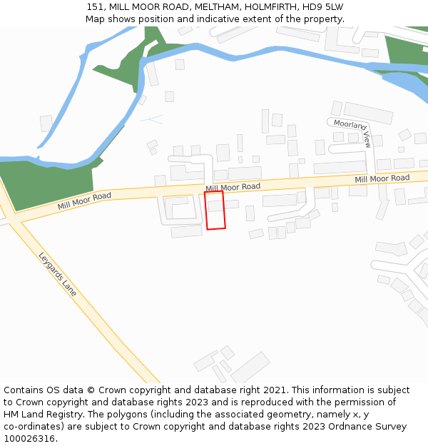 151, MILL MOOR ROAD, MELTHAM, HOLMFIRTH, HD9 5LW: Location map and indicative extent of plot