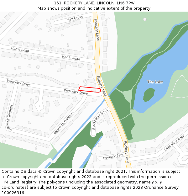 151, ROOKERY LANE, LINCOLN, LN6 7PW: Location map and indicative extent of plot