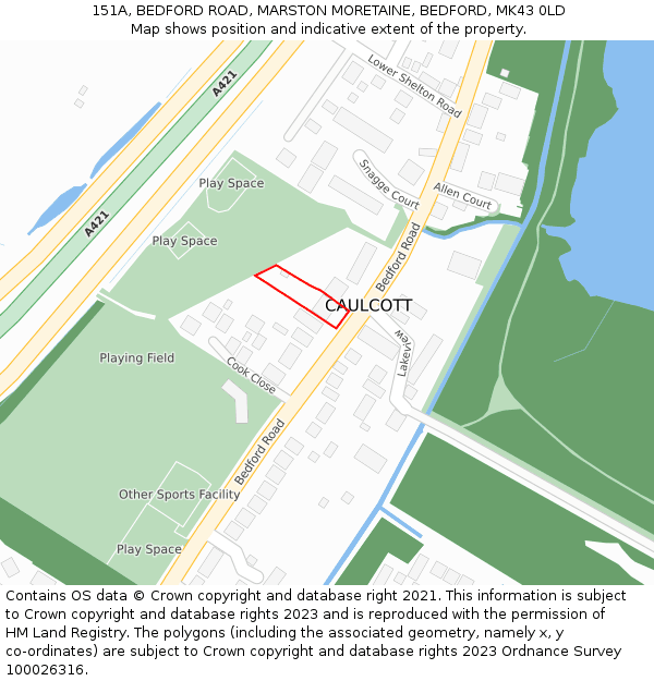 151A, BEDFORD ROAD, MARSTON MORETAINE, BEDFORD, MK43 0LD: Location map and indicative extent of plot