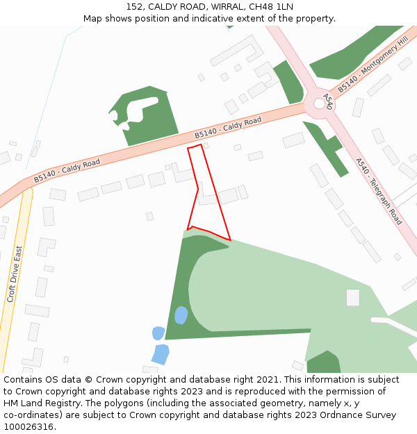 152, CALDY ROAD, WIRRAL, CH48 1LN: Location map and indicative extent of plot