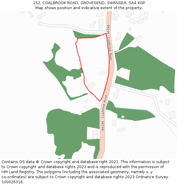 152, COALBROOK ROAD, GROVESEND, SWANSEA, SA4 4GP: Location map and indicative extent of plot