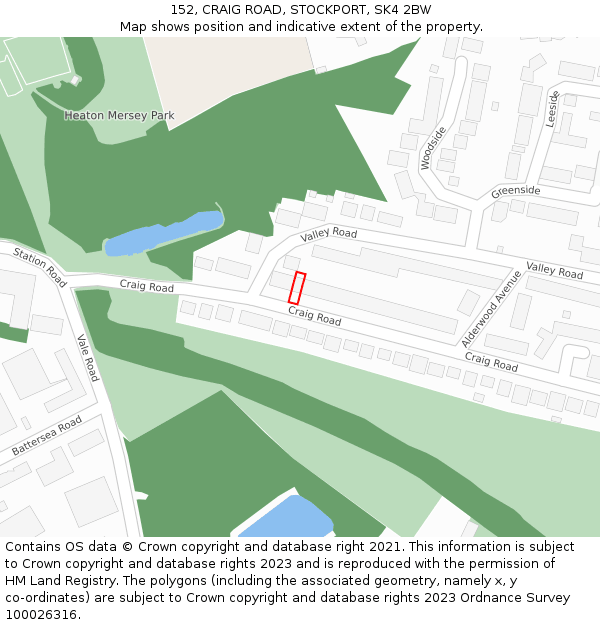 152, CRAIG ROAD, STOCKPORT, SK4 2BW: Location map and indicative extent of plot