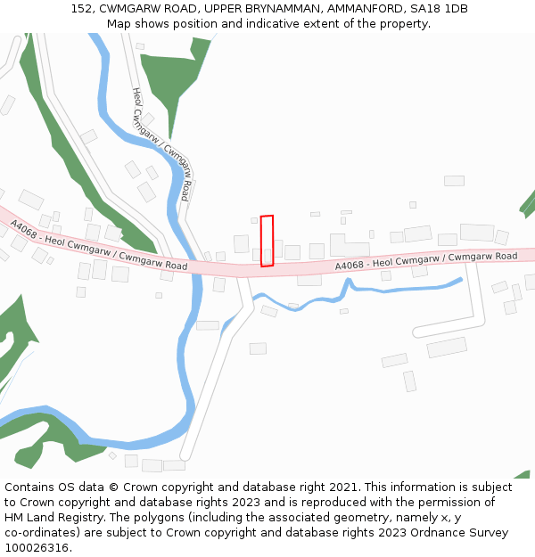 152, CWMGARW ROAD, UPPER BRYNAMMAN, AMMANFORD, SA18 1DB: Location map and indicative extent of plot