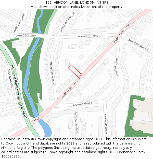 152, HENDON LANE, LONDON, N3 3PS: Location map and indicative extent of plot