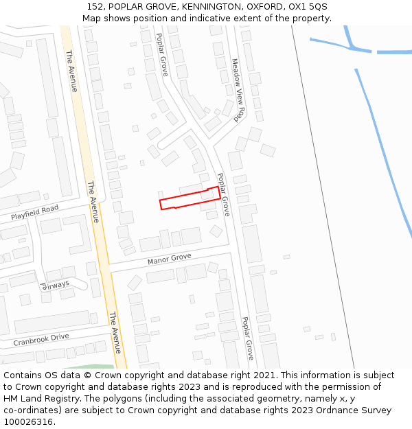 152, POPLAR GROVE, KENNINGTON, OXFORD, OX1 5QS: Location map and indicative extent of plot