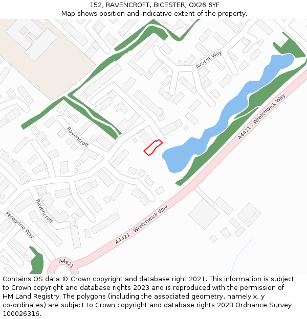 152, RAVENCROFT, BICESTER, OX26 6YF: Location map and indicative extent of plot