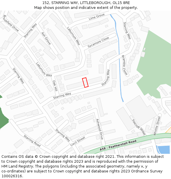 152, STARRING WAY, LITTLEBOROUGH, OL15 8RE: Location map and indicative extent of plot