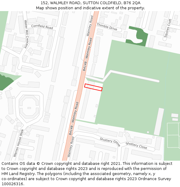 152, WALMLEY ROAD, SUTTON COLDFIELD, B76 2QA: Location map and indicative extent of plot