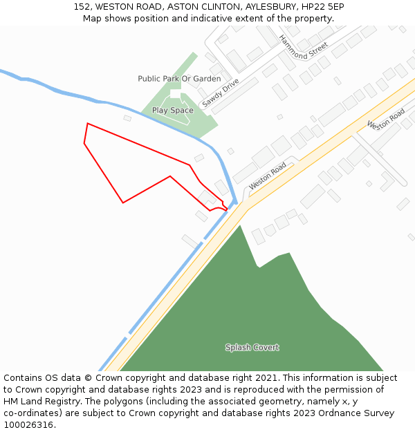 152, WESTON ROAD, ASTON CLINTON, AYLESBURY, HP22 5EP: Location map and indicative extent of plot