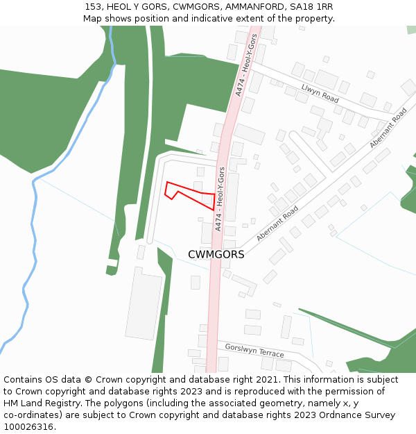 153, HEOL Y GORS, CWMGORS, AMMANFORD, SA18 1RR: Location map and indicative extent of plot