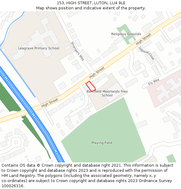 153, HIGH STREET, LUTON, LU4 9LE: Location map and indicative extent of plot