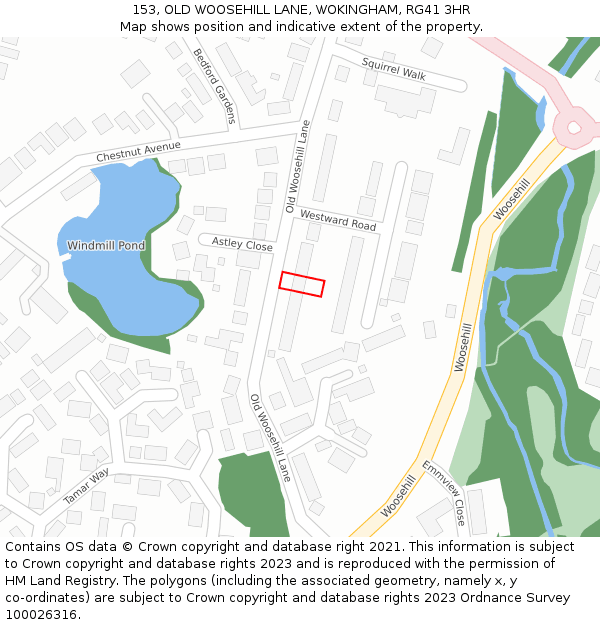 153, OLD WOOSEHILL LANE, WOKINGHAM, RG41 3HR: Location map and indicative extent of plot