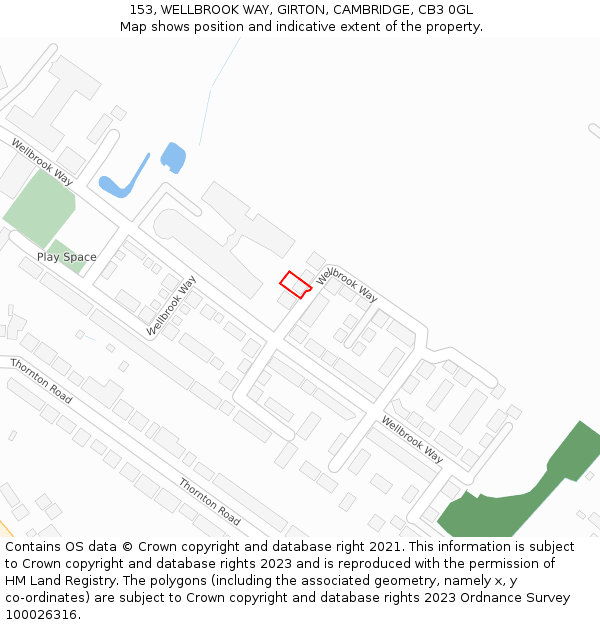 153, WELLBROOK WAY, GIRTON, CAMBRIDGE, CB3 0GL: Location map and indicative extent of plot