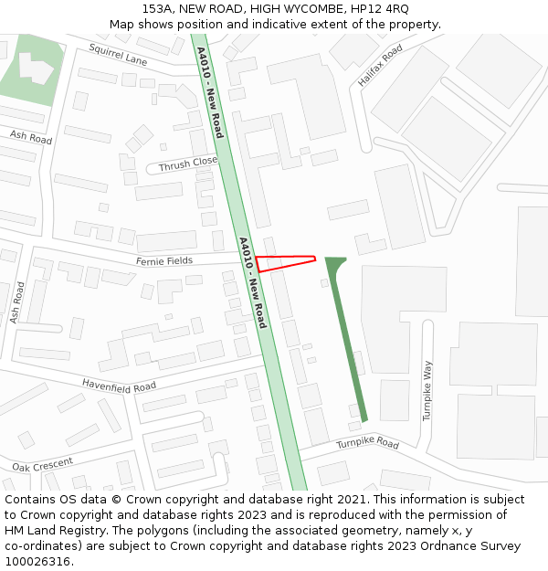 153A, NEW ROAD, HIGH WYCOMBE, HP12 4RQ: Location map and indicative extent of plot