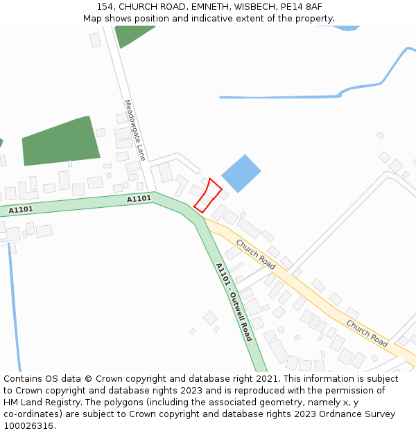 154, CHURCH ROAD, EMNETH, WISBECH, PE14 8AF: Location map and indicative extent of plot