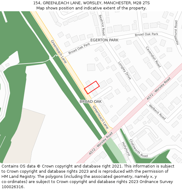 154, GREENLEACH LANE, WORSLEY, MANCHESTER, M28 2TS: Location map and indicative extent of plot