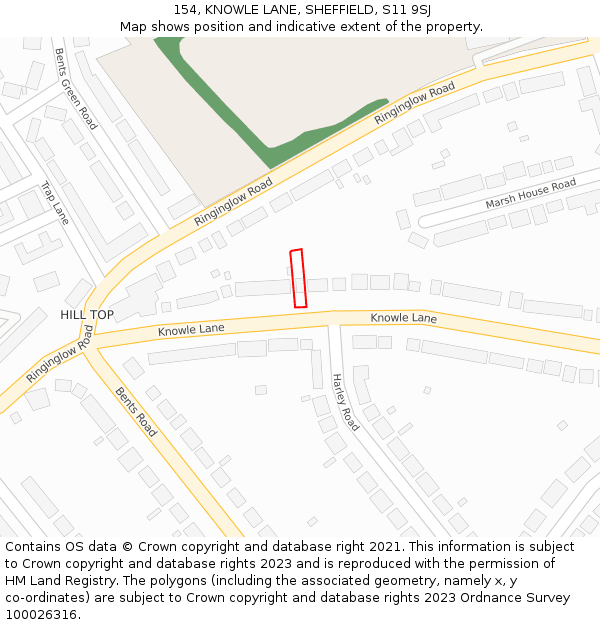 154, KNOWLE LANE, SHEFFIELD, S11 9SJ: Location map and indicative extent of plot