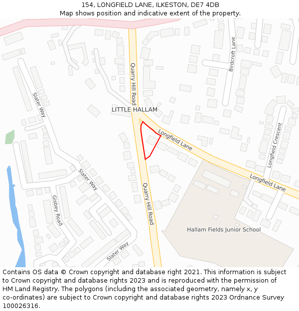 154, LONGFIELD LANE, ILKESTON, DE7 4DB: Location map and indicative extent of plot