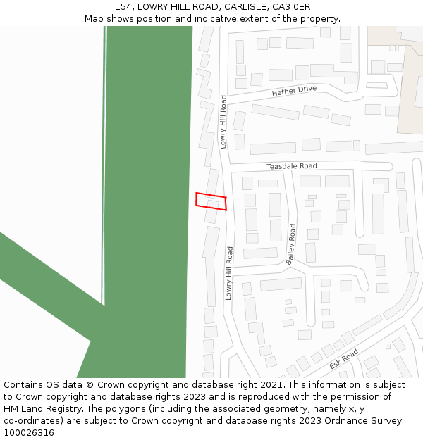 154, LOWRY HILL ROAD, CARLISLE, CA3 0ER: Location map and indicative extent of plot