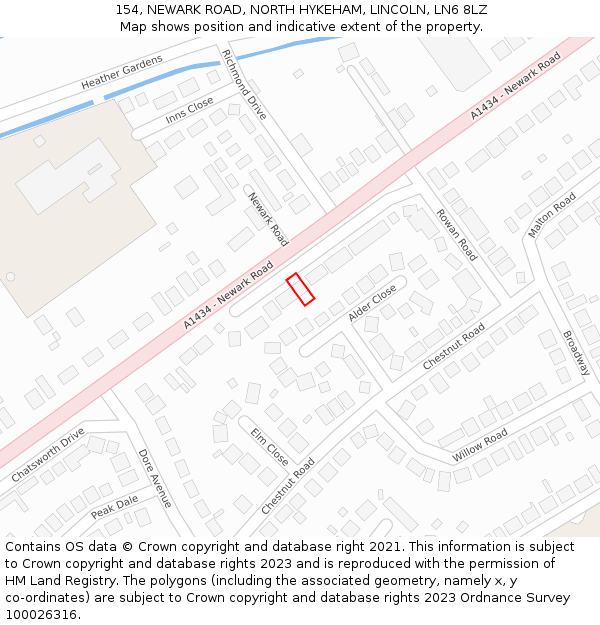 154, NEWARK ROAD, NORTH HYKEHAM, LINCOLN, LN6 8LZ: Location map and indicative extent of plot