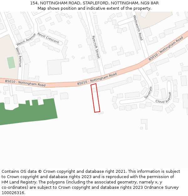 154, NOTTINGHAM ROAD, STAPLEFORD, NOTTINGHAM, NG9 8AR: Location map and indicative extent of plot