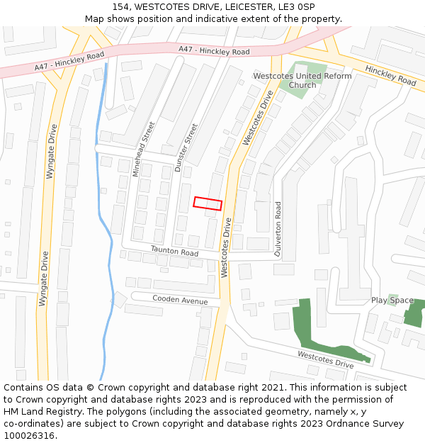 154, WESTCOTES DRIVE, LEICESTER, LE3 0SP: Location map and indicative extent of plot