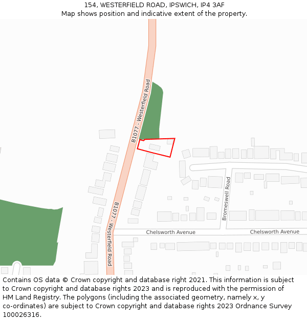 154, WESTERFIELD ROAD, IPSWICH, IP4 3AF: Location map and indicative extent of plot
