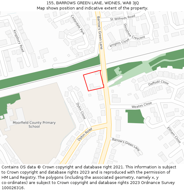 155, BARROWS GREEN LANE, WIDNES, WA8 3JQ: Location map and indicative extent of plot