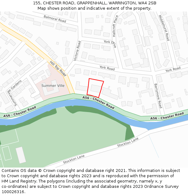 155, CHESTER ROAD, GRAPPENHALL, WARRINGTON, WA4 2SB: Location map and indicative extent of plot