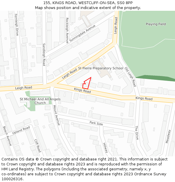 155, KINGS ROAD, WESTCLIFF-ON-SEA, SS0 8PP: Location map and indicative extent of plot