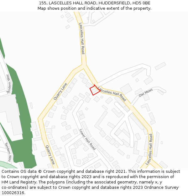 155, LASCELLES HALL ROAD, HUDDERSFIELD, HD5 0BE: Location map and indicative extent of plot