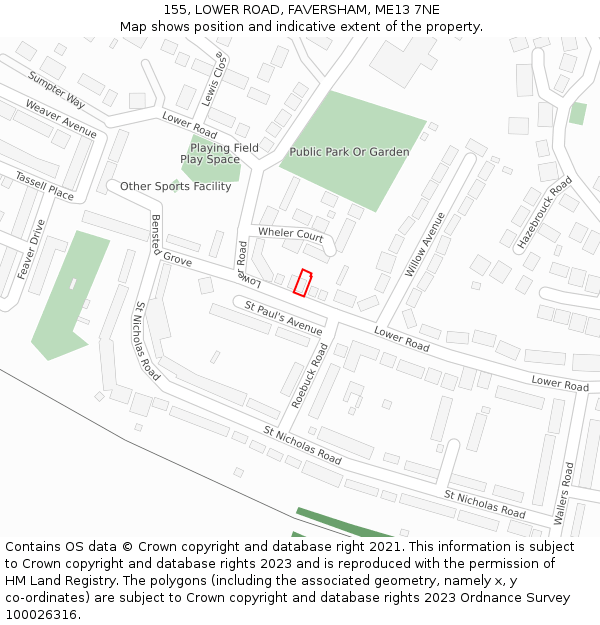 155, LOWER ROAD, FAVERSHAM, ME13 7NE: Location map and indicative extent of plot