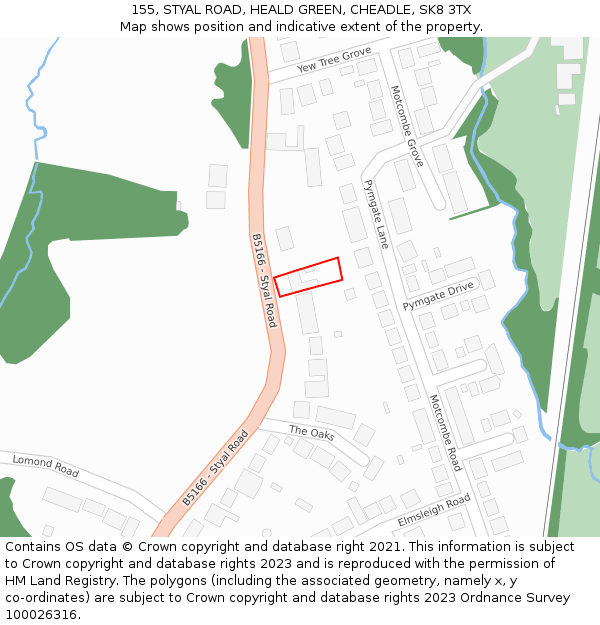 155, STYAL ROAD, HEALD GREEN, CHEADLE, SK8 3TX: Location map and indicative extent of plot