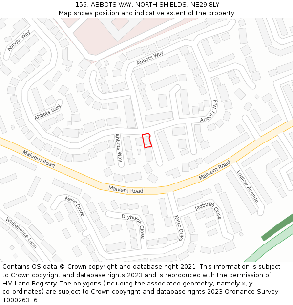 156, ABBOTS WAY, NORTH SHIELDS, NE29 8LY: Location map and indicative extent of plot