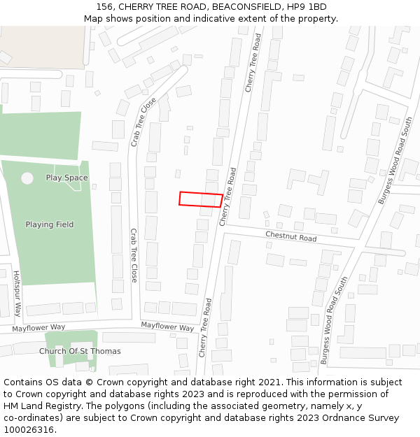 156, CHERRY TREE ROAD, BEACONSFIELD, HP9 1BD: Location map and indicative extent of plot