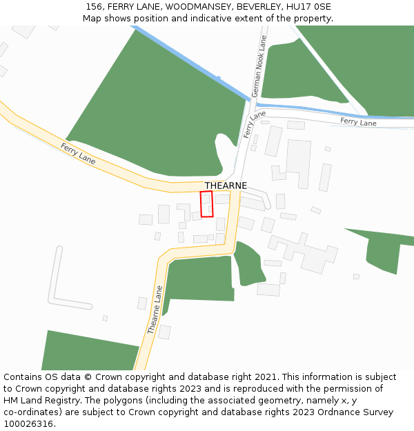156, FERRY LANE, WOODMANSEY, BEVERLEY, HU17 0SE: Location map and indicative extent of plot