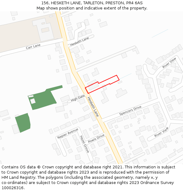 156, HESKETH LANE, TARLETON, PRESTON, PR4 6AS: Location map and indicative extent of plot