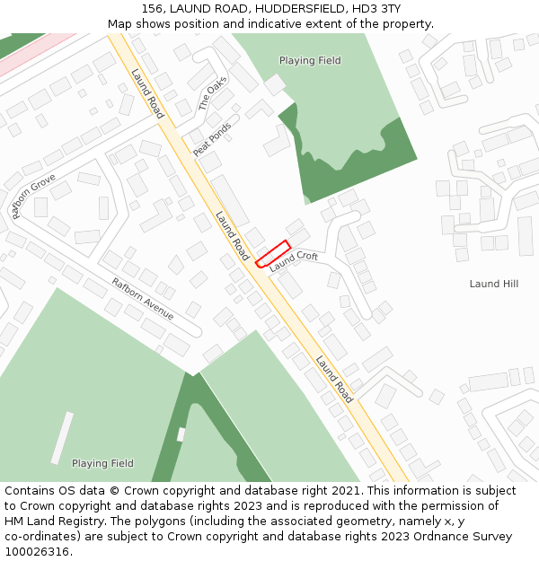 156, LAUND ROAD, HUDDERSFIELD, HD3 3TY: Location map and indicative extent of plot