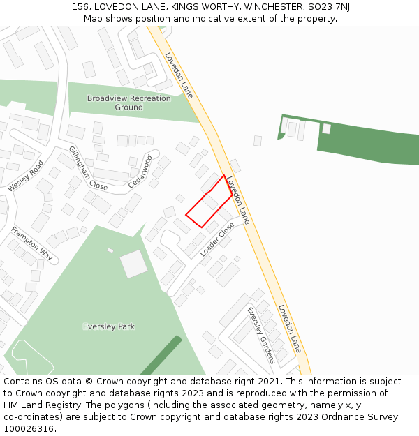 156, LOVEDON LANE, KINGS WORTHY, WINCHESTER, SO23 7NJ: Location map and indicative extent of plot