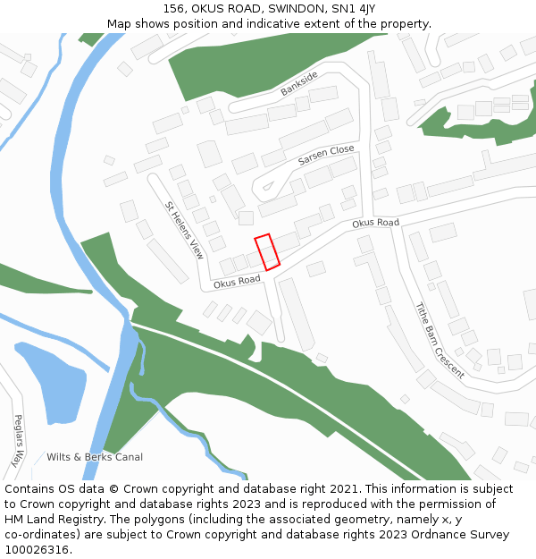 156, OKUS ROAD, SWINDON, SN1 4JY: Location map and indicative extent of plot