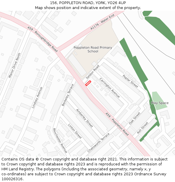 156, POPPLETON ROAD, YORK, YO26 4UP: Location map and indicative extent of plot