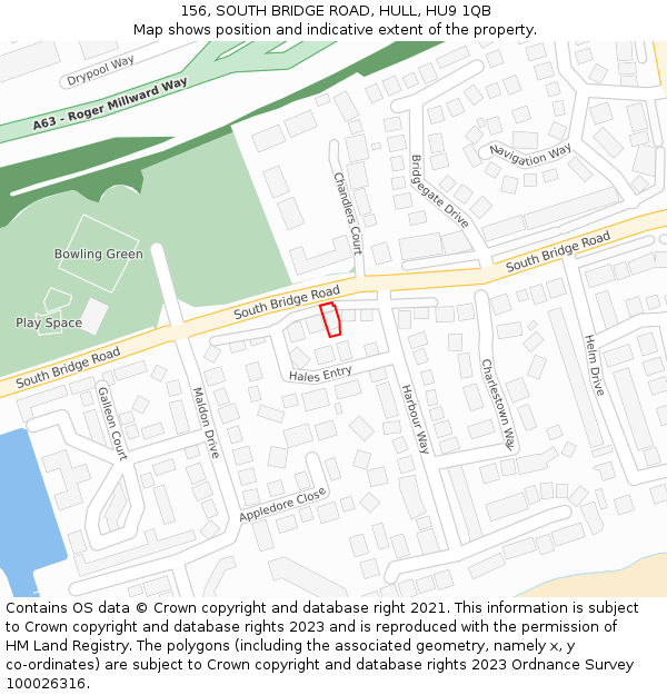 156, SOUTH BRIDGE ROAD, HULL, HU9 1QB: Location map and indicative extent of plot