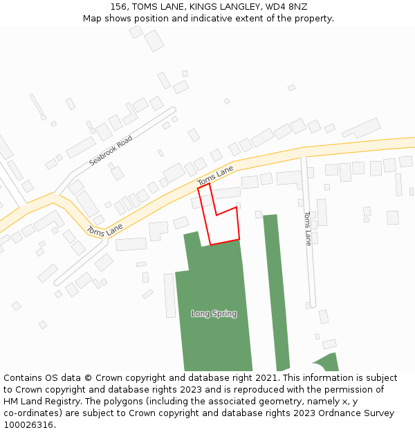 156, TOMS LANE, KINGS LANGLEY, WD4 8NZ: Location map and indicative extent of plot