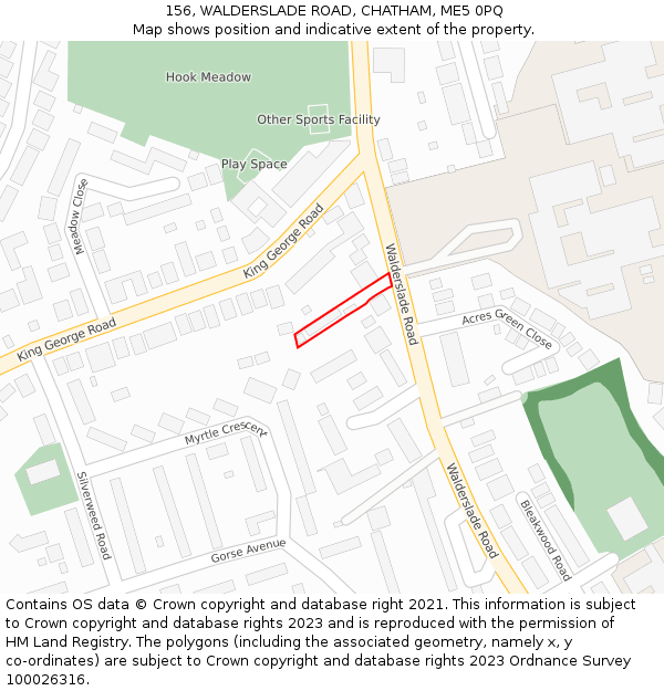 156, WALDERSLADE ROAD, CHATHAM, ME5 0PQ: Location map and indicative extent of plot