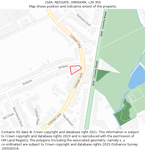 156A, REDGATE, ORMSKIRK, L39 3NY: Location map and indicative extent of plot