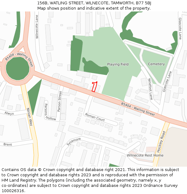 156B, WATLING STREET, WILNECOTE, TAMWORTH, B77 5BJ: Location map and indicative extent of plot