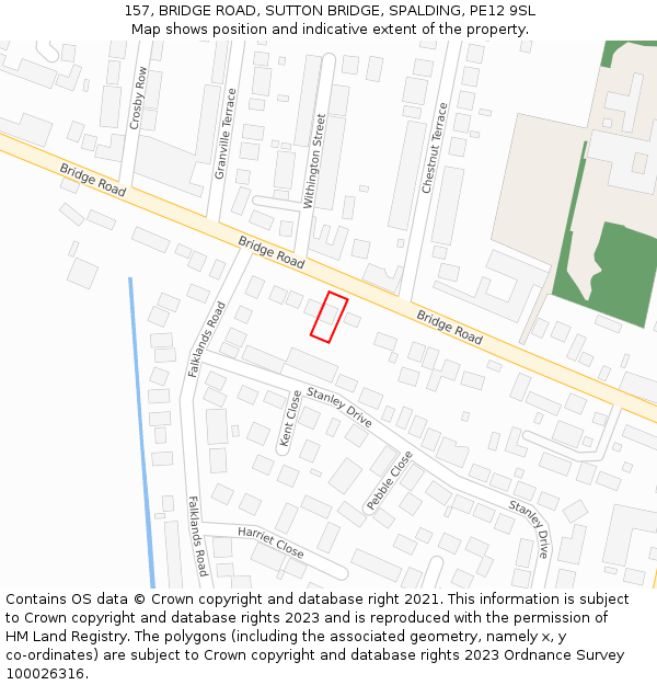 157, BRIDGE ROAD, SUTTON BRIDGE, SPALDING, PE12 9SL: Location map and indicative extent of plot