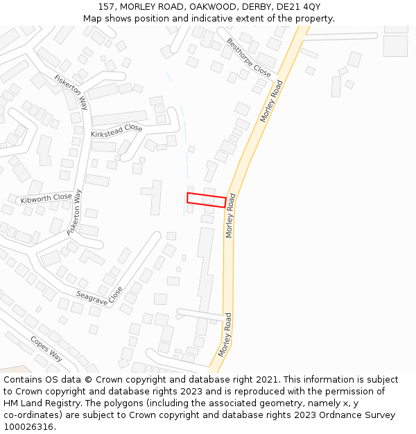 157, MORLEY ROAD, OAKWOOD, DERBY, DE21 4QY: Location map and indicative extent of plot