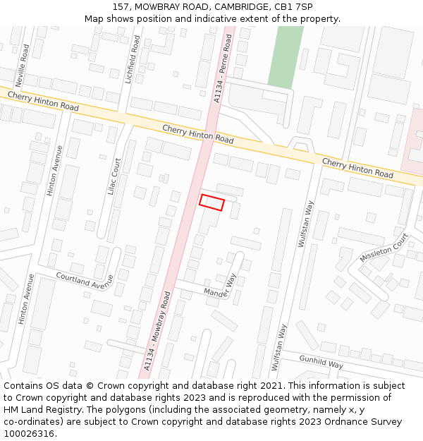 157, MOWBRAY ROAD, CAMBRIDGE, CB1 7SP: Location map and indicative extent of plot