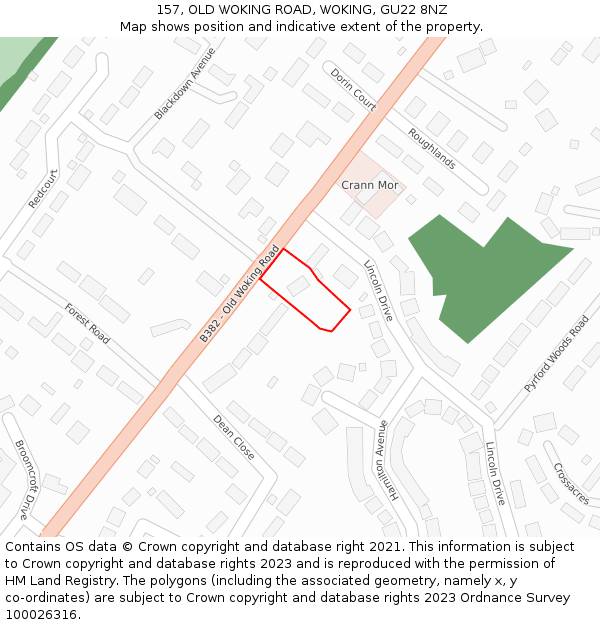 157, OLD WOKING ROAD, WOKING, GU22 8NZ: Location map and indicative extent of plot